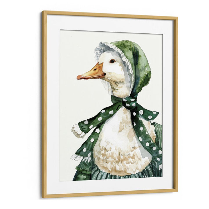 Vintage Swan Kids Art Artwork in Oak Wood Frame With Mount
