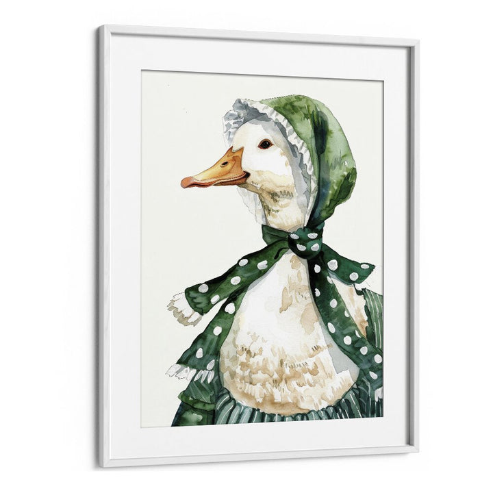 Vintage Swan Kids Art Artwork in White Frame With Mount