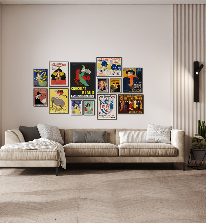 Curated VINTAGE ERA GALLERY WALL showcasing Art Nouveau prints, perfect for stylish GALLERY WALLS in modern homes.