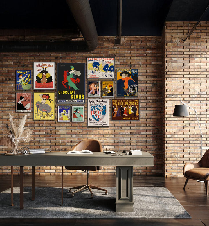 Stylish VINTAGE ERA GALLERY WALL featuring Art Nouveau prints, perfect for modern gallery walls in any living space.
