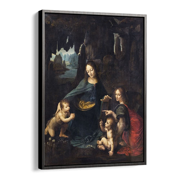 Virgin With The Rocks Leonardo Da Vinci art painting Artwork in Black Floater Frame