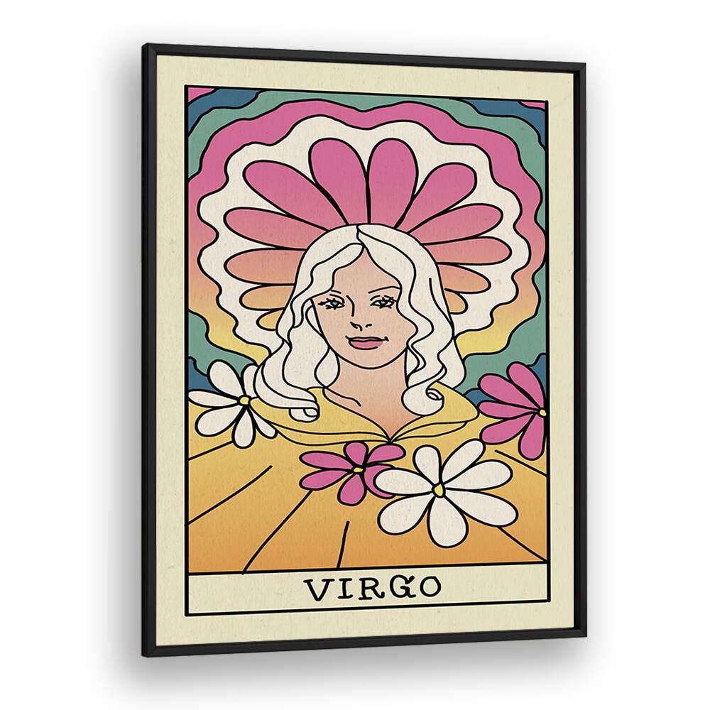 Virgo Zodiac & Tarot art Artwork in Black Plain Frame