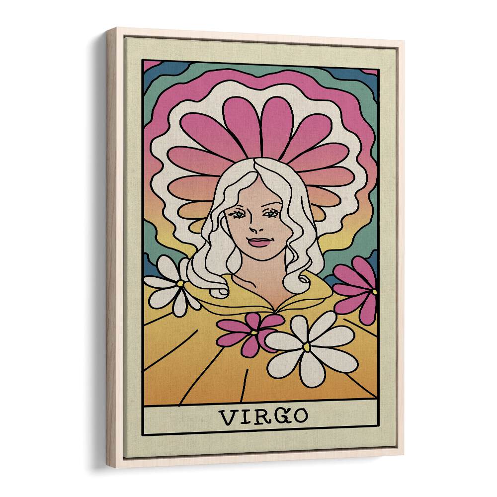 Virgo Zodiac & Tarot Art Artwork in Oak Wood Floater Frame