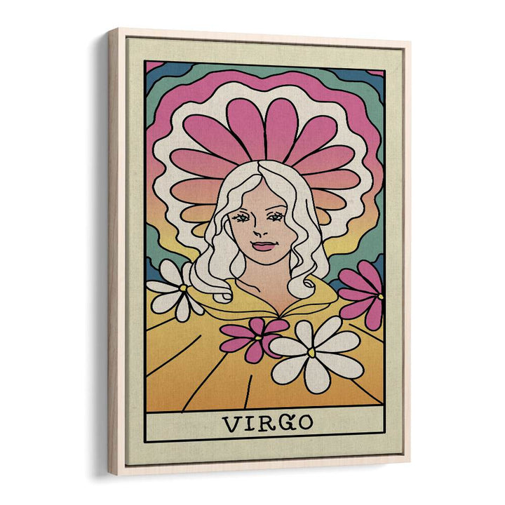 Virgo Zodiac & Tarot Art Artwork in Oak Wood Floater Frame