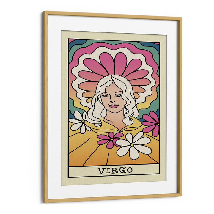 Virgo Zodiac & Tarot Art Artwork in Oak Wood Frame With Mount