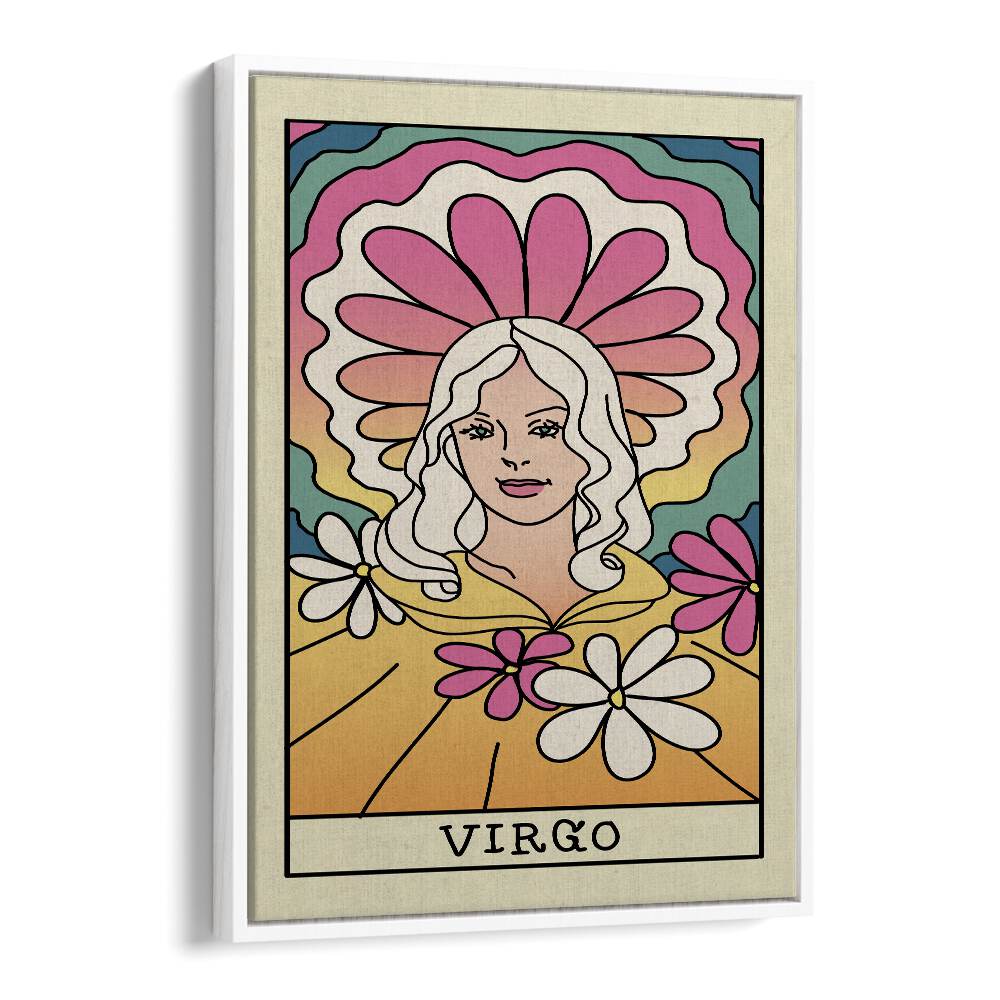 Virgo Zodiac & Tarot art painting Artwork in White Floater Frame