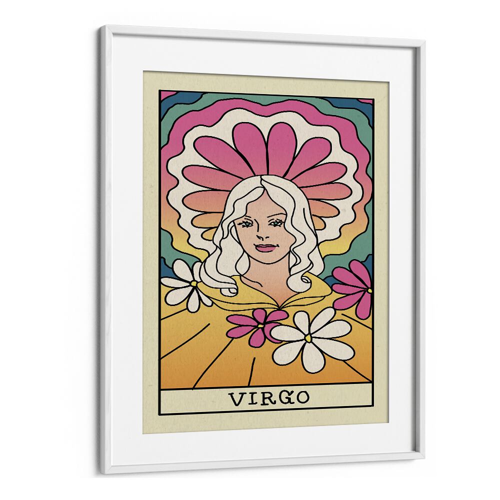 Virgo Zodiac & Tarot Art Artwork in White Frame With Mount