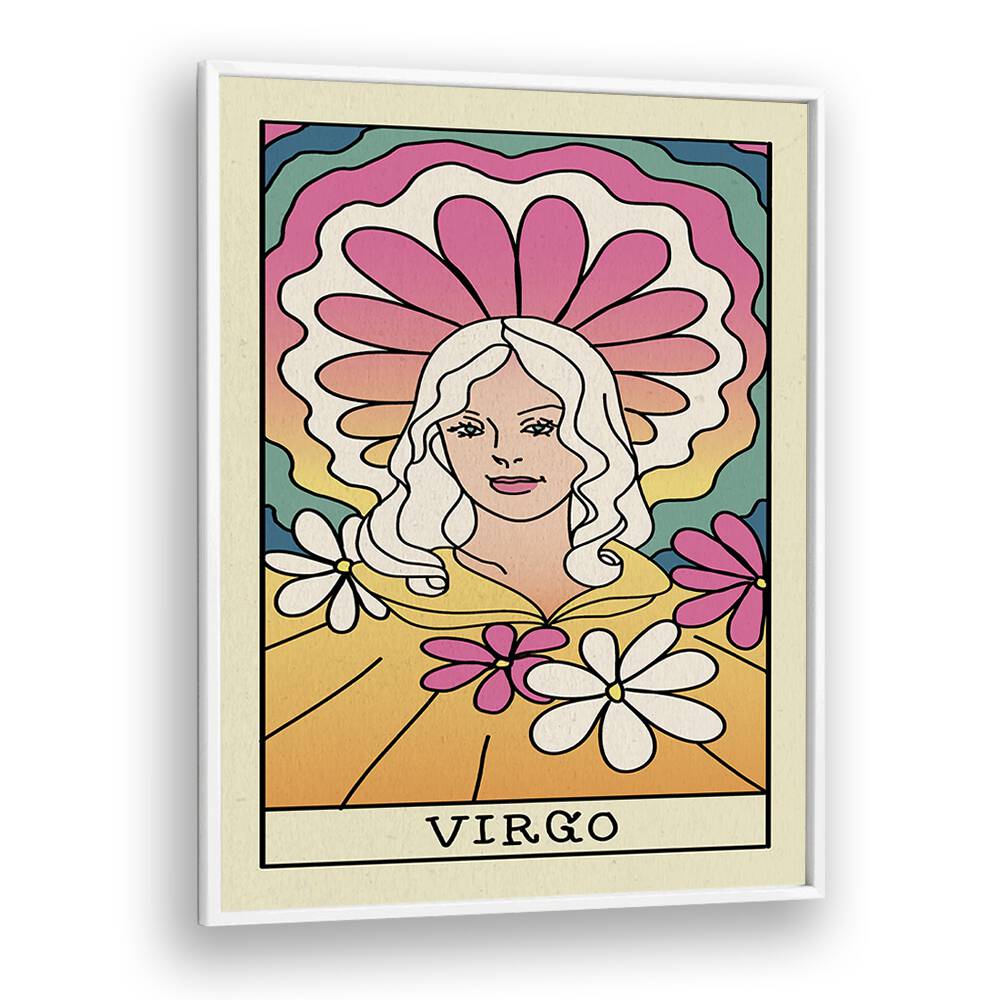 Virgo Zodiac & Tarot art Artwork in White Plain Frame