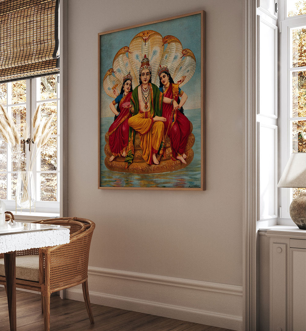 VISHNU FLANKED BY TWO WIVES
