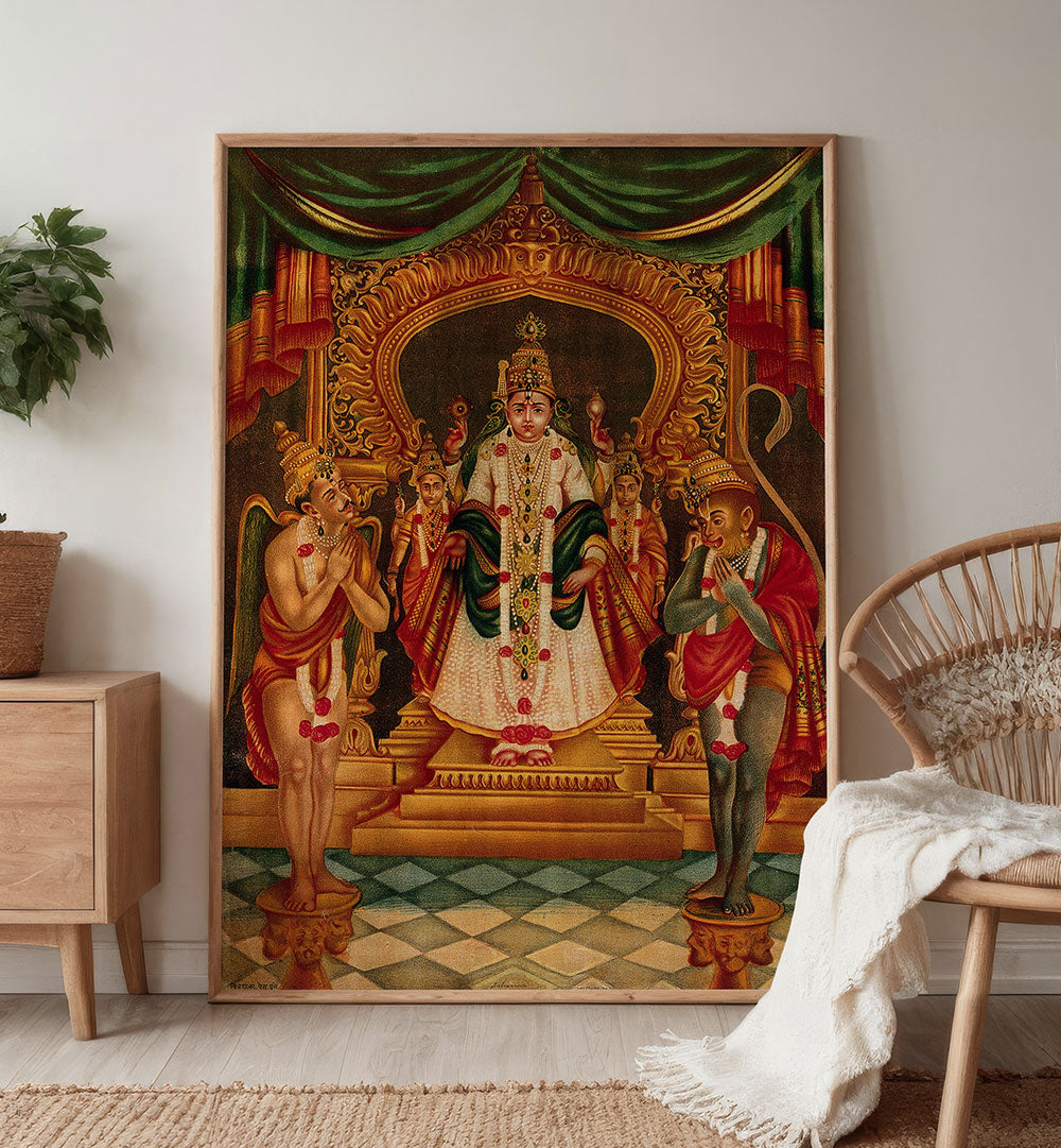 VISHNU PORTRAYED WITH HANUMAN AND GARUDA