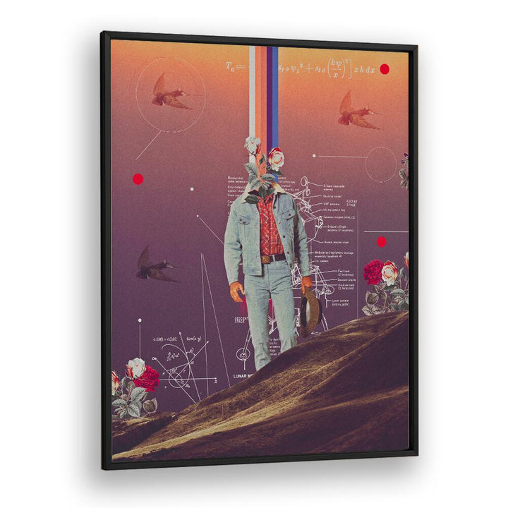 Vision In Space Surreal Painting Artwork in Black Plain Frame