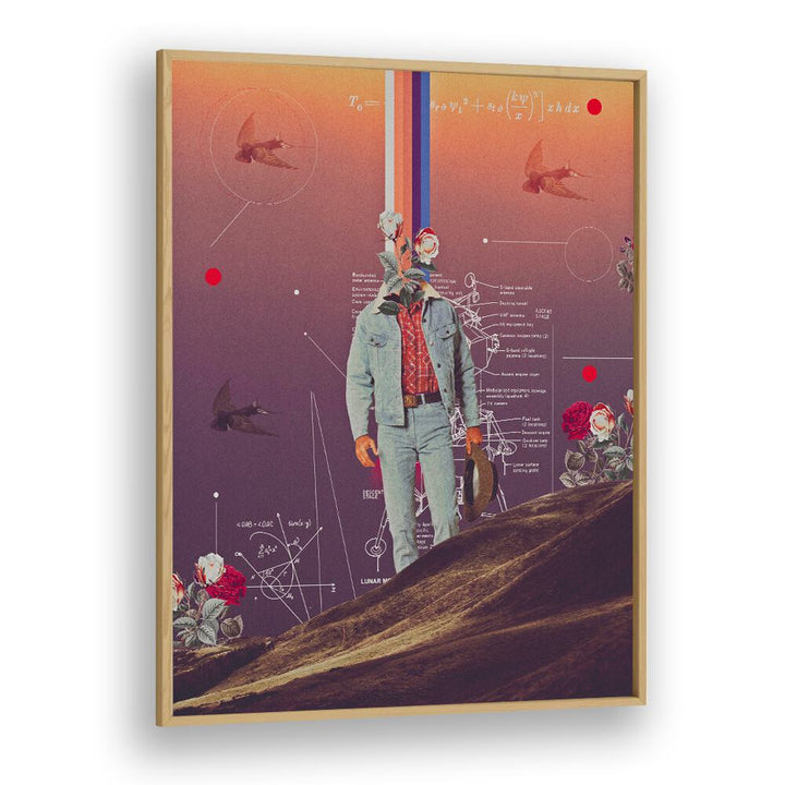 Vision In Space   Surreal Painting Artwork in Oak Wood Plain Frame