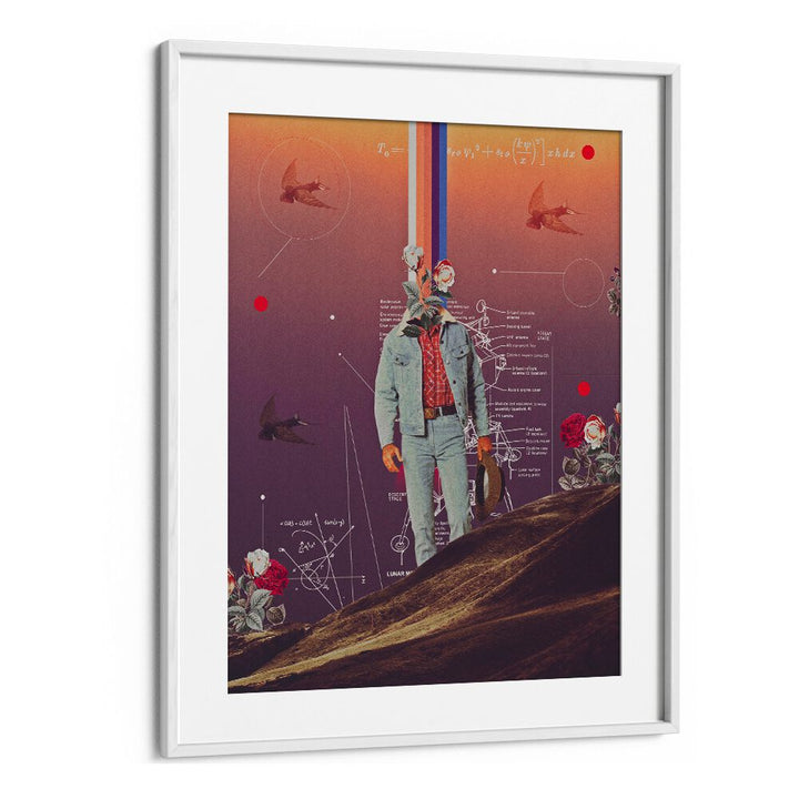 Vision In Space Surreal Painting Artwork  in White frame With Mount