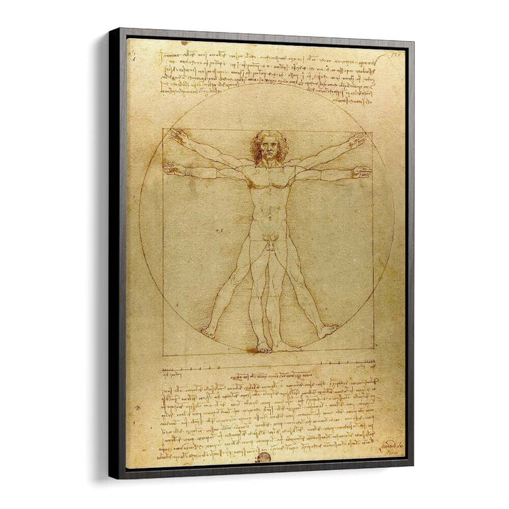 Vitruvian Man Leonardo Da Vinci art painting Artwork in Black Floater Frame