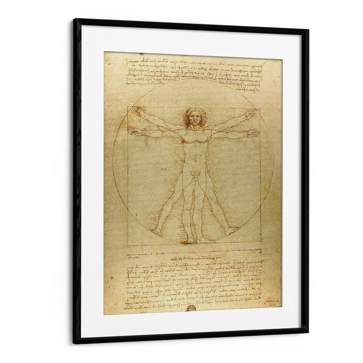 Vitruvian Man Leonardo Da Vinci art painting Artwork in Black Frame With Mount