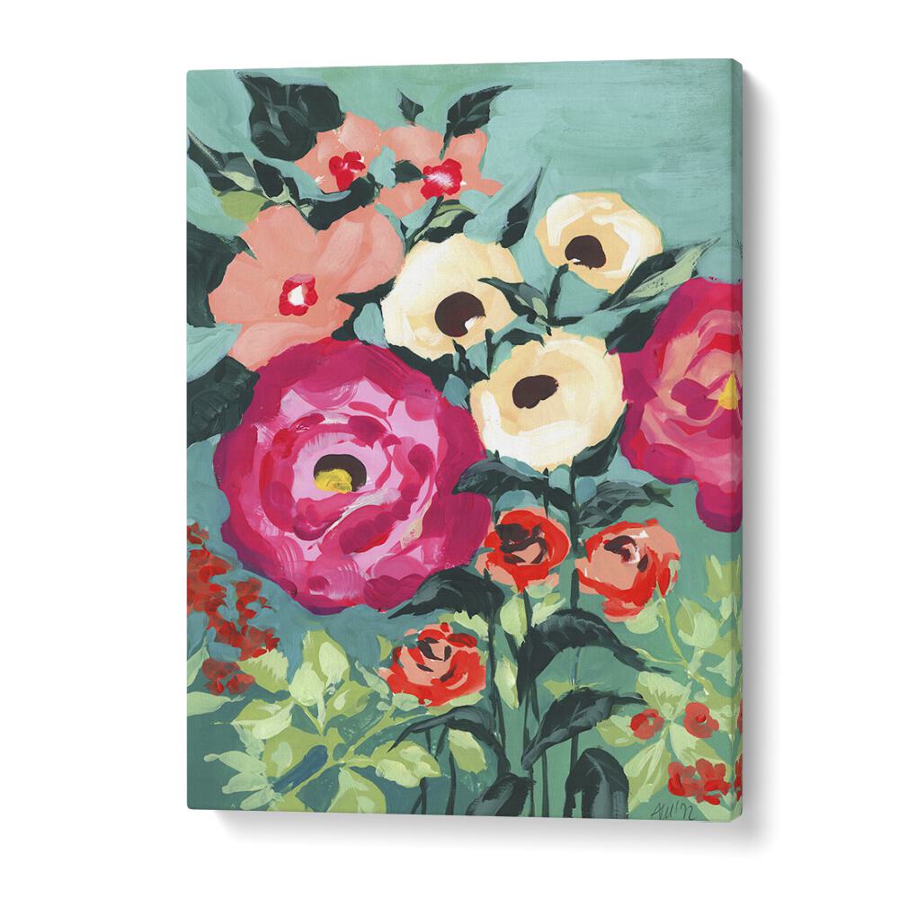 Viva Magenta Peonies  Botanical Flower Paintings Artwork in Gallery Wrap