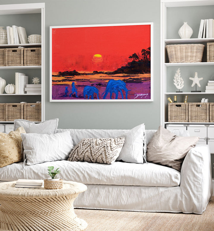 VIVID SUNSET ELEPHANTS