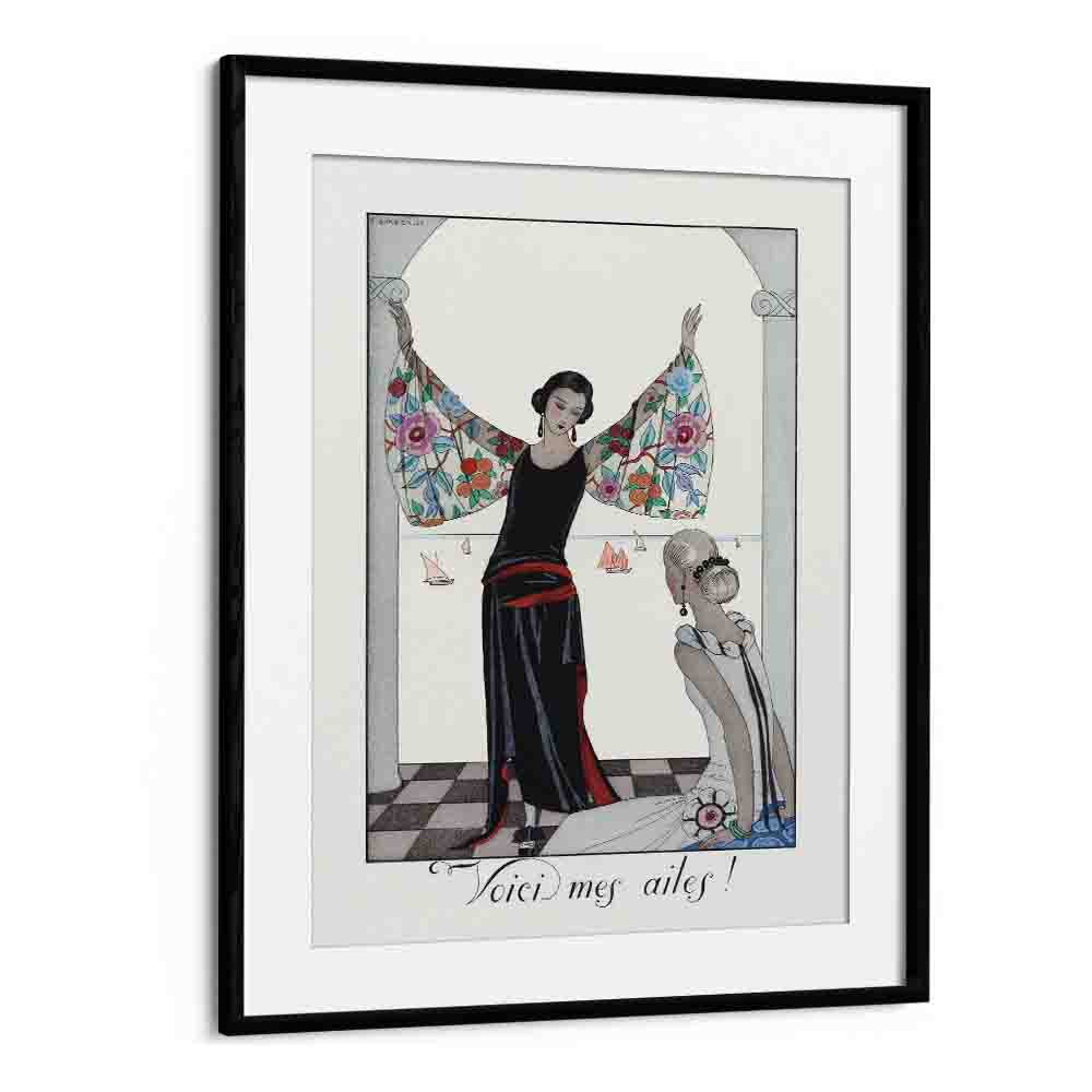 Voici Mes Ailes - 1923 George Barbier art painting Artwork in Black Frame With Mount