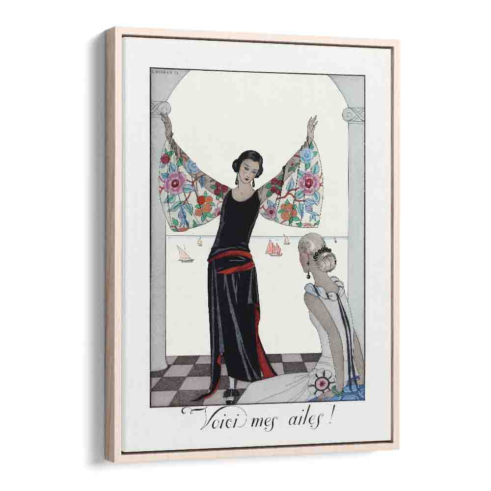 Voici Mes Ailes - 1923 George Barbier art painting Artwork in Oak Wood Floater Frame