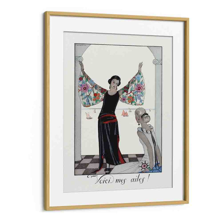 Voici Mes Ailes - 1923 George Barbier art painting Artwork in Oak Wood Frame With Mount