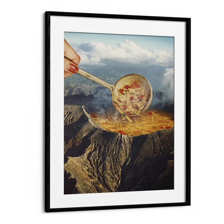 Volcanic Noodle Soup Surreal Art Artwork in Black Frame With Mount
