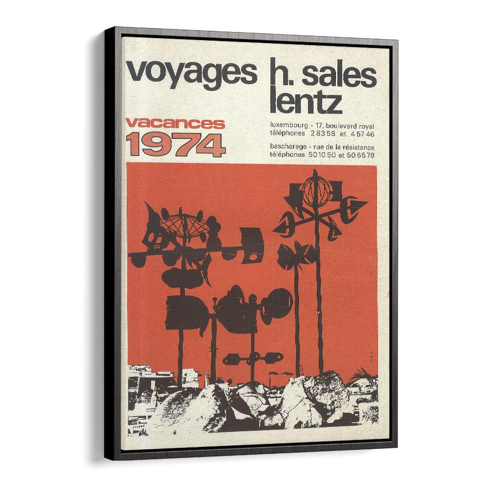 Vacances-1974 Retro Vintage Travel Travel Posters in Black Floater Frame