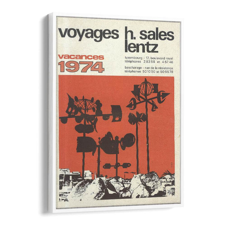 Vacances-1974 Retro Vintage Travel Travel Posters in White Floater Frame