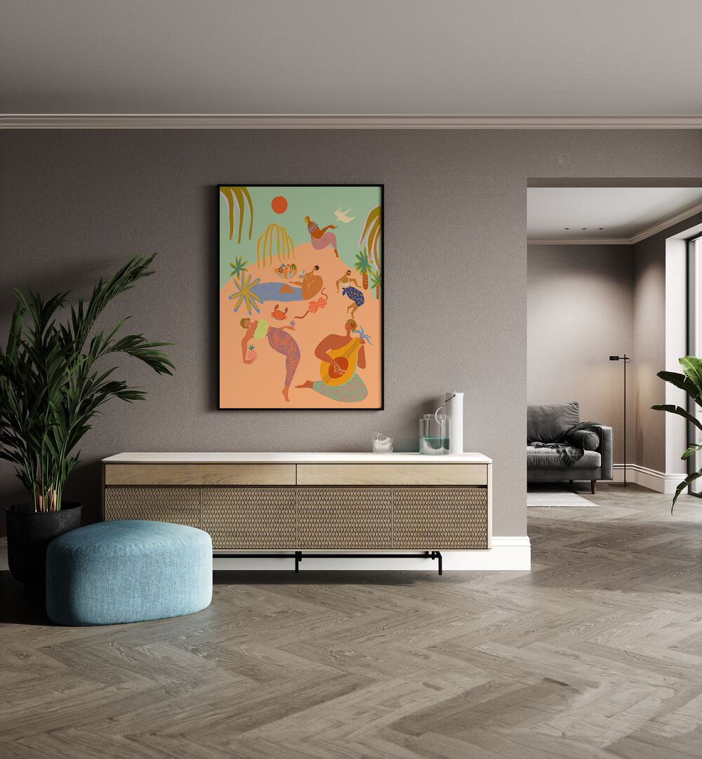 Colorful wall art titled "VACATION, PORTRAITS" by Arty Guava enhancing modern living spaces with creativity.