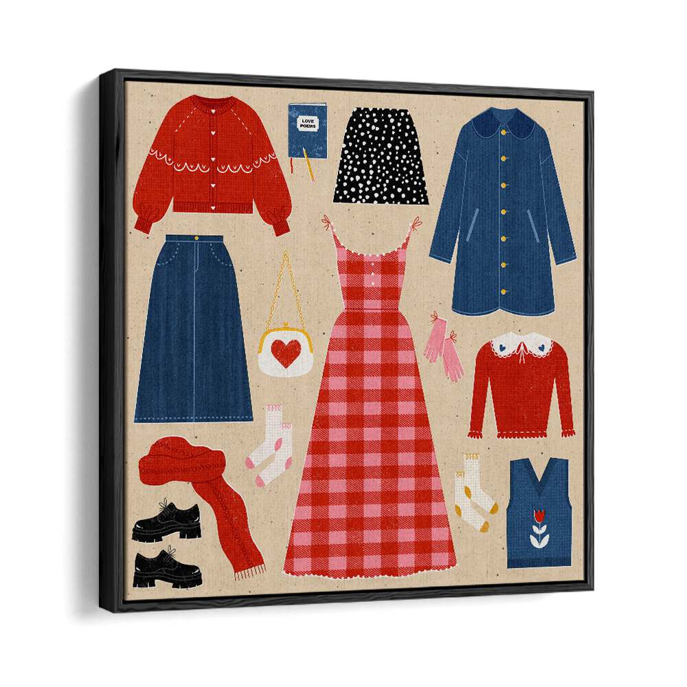 Valentines Outfits By Julia Leister Fashion Painting Fashion Poster in Black Floater Frame