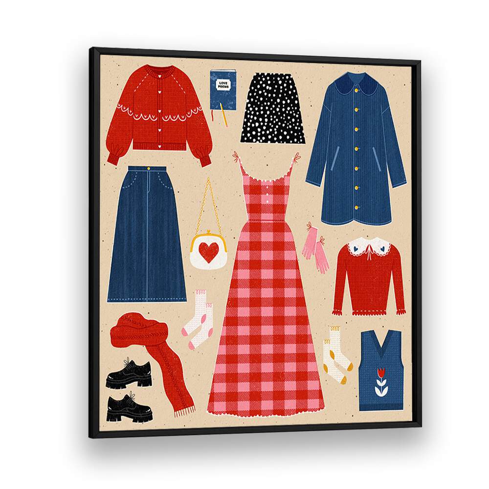 Valentines Outfits By Julia Leister Fashion Painting Fashion Poster in Black Plain Frame