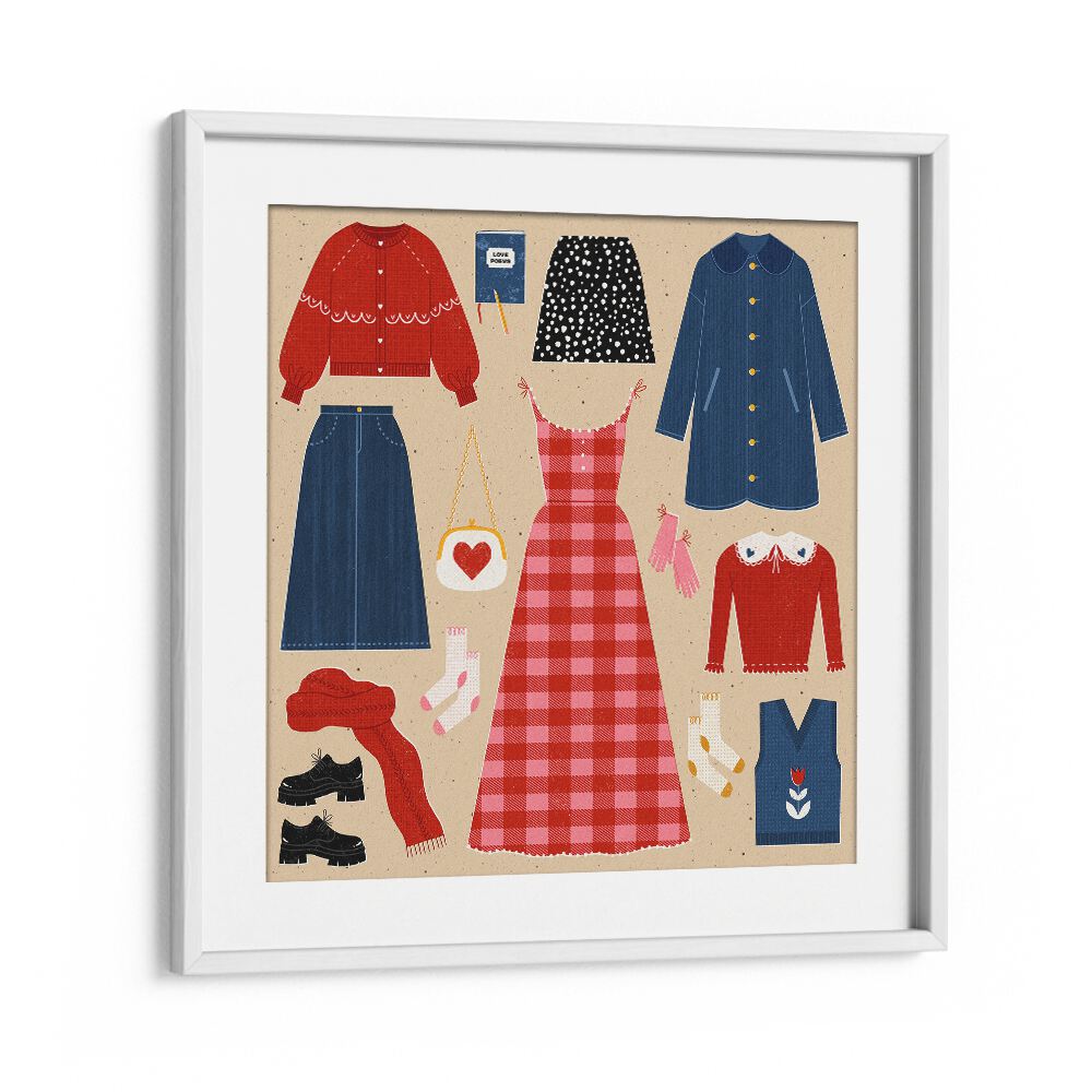 Valentines Outfits By Julia Leister Fashion Painting Fashion Poster in White Frame With Mount