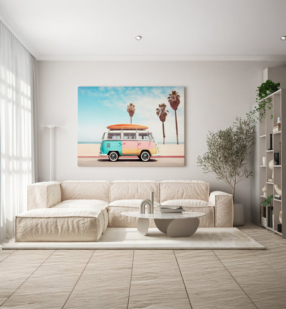 VAN ON THE BEACH , CAR POSTERS