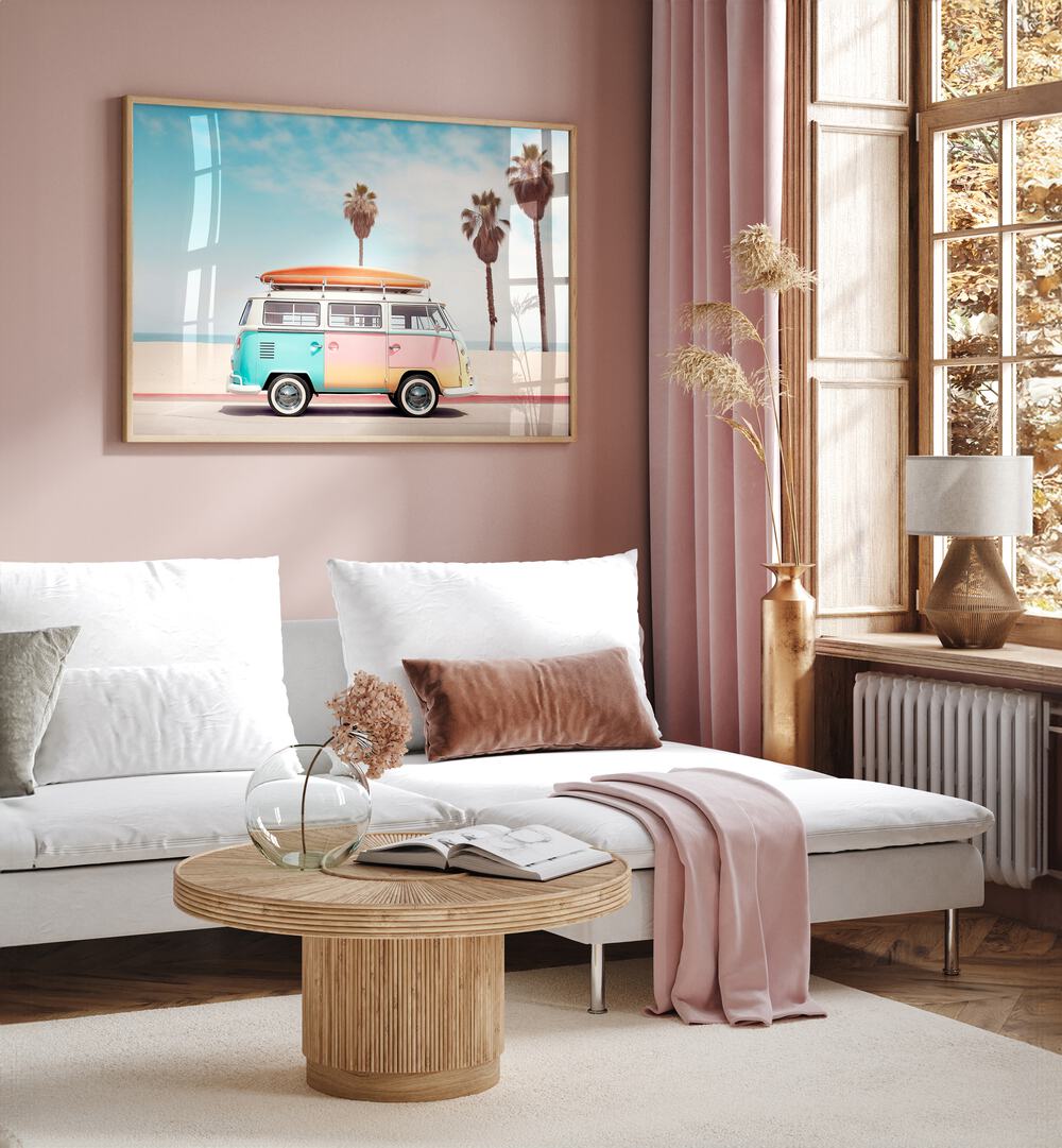 VAN ON THE BEACH , CAR POSTERS