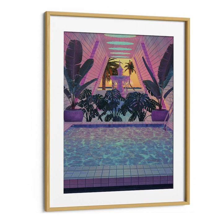 Vapor Pool III By Cosmo Zach Surreal Art Prints in Oak Wood Frame With Mount