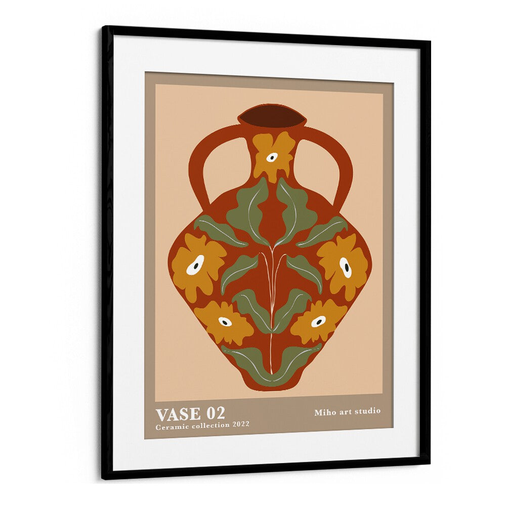 Vase ii by Miho Art Studio Botanical Art Prints Floral Paintings in Black Frame With Mount