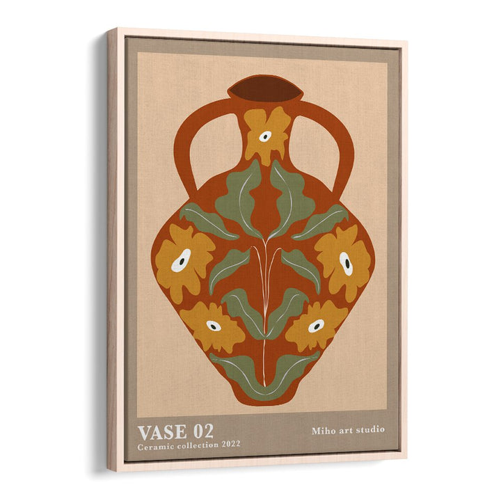 Vase ii by Miho Art Studio Botanical Art Prints Floral Paintings in Oak Wood Floater Frame