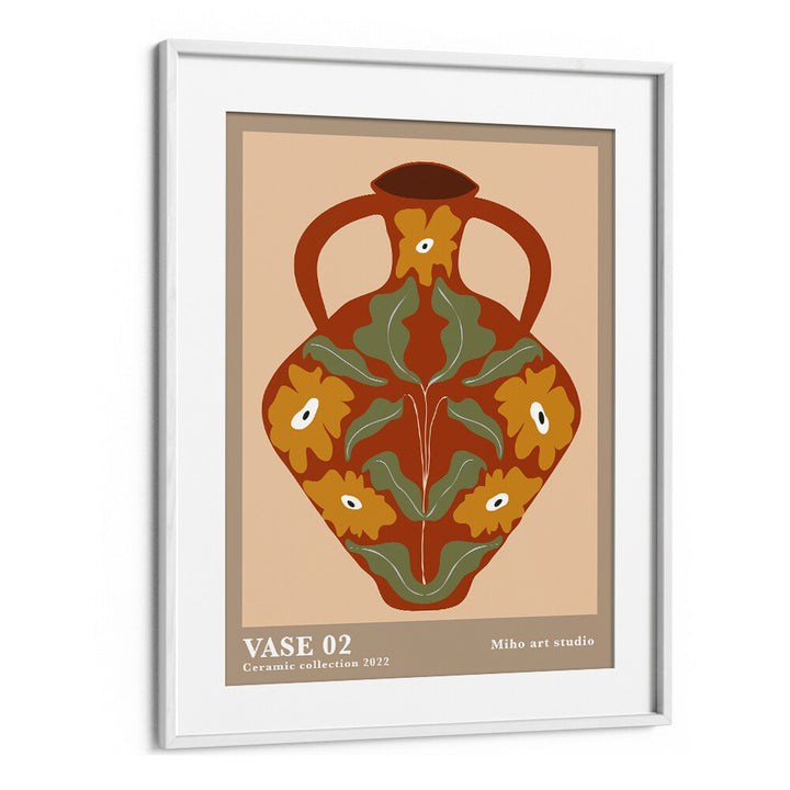 Vase ii by Miho Art Studio Botanical Art Prints Floral Paintings in White Frame With Mount