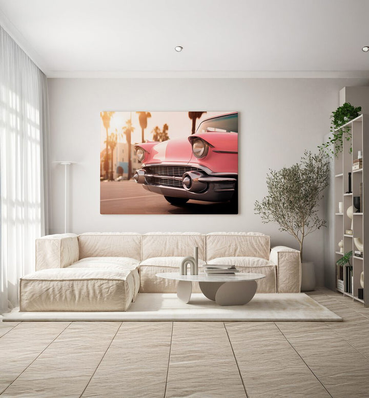 VENICE PINK RETRO CAR , CAR POSTERS
