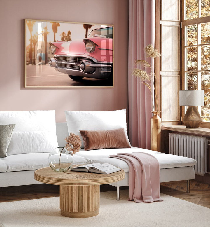 VENICE PINK RETRO CAR , CAR POSTERS