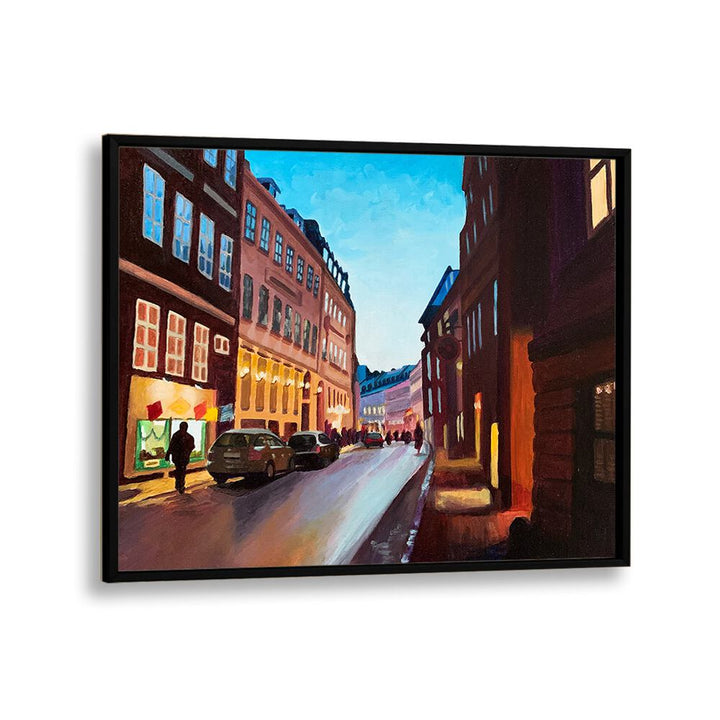 Vestergade By Key And Sea Creative Travel Art Prints in Black Plain Frame