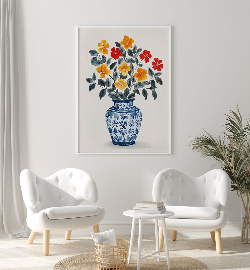 VIBRANT FLORAL VASE , FLORAL FLOWER PAINTINGS