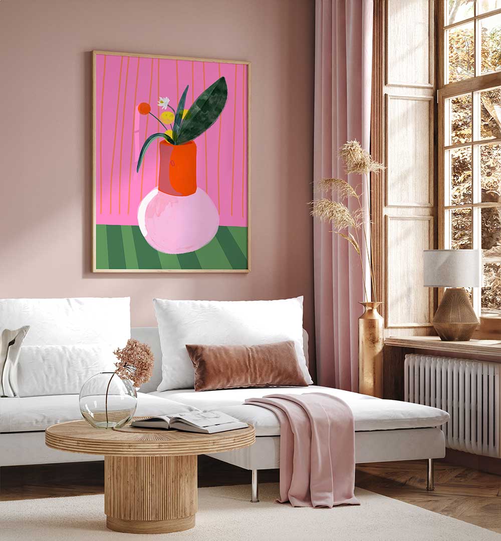 VIBRANT VASE DISPLAY , FLORAL FLOWER PAINTINGS