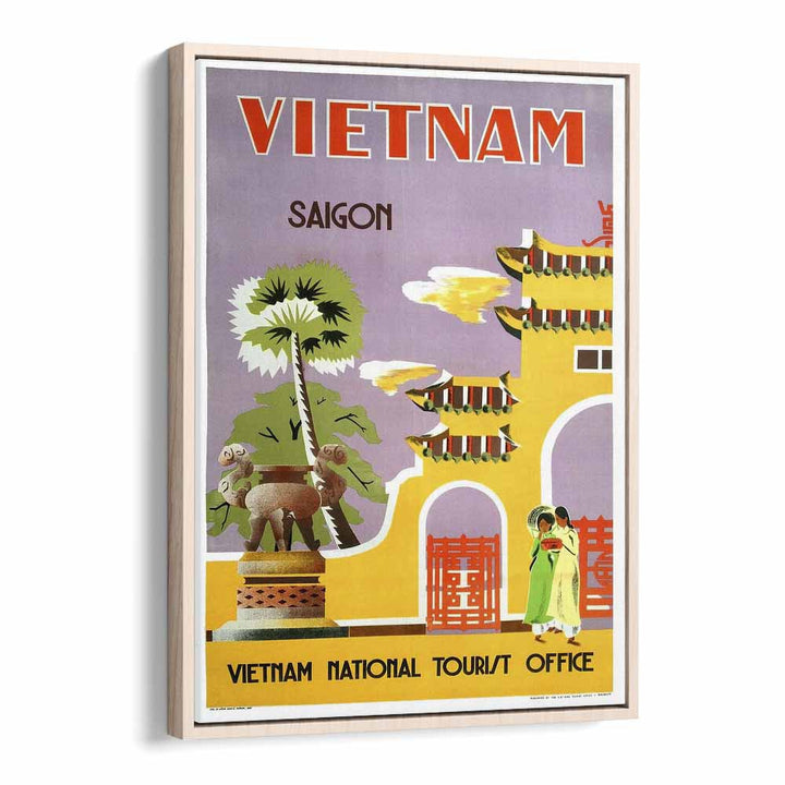 Vietnam National Tourist Office  Vintage Travel Posters in Oak Wood Floater Frame