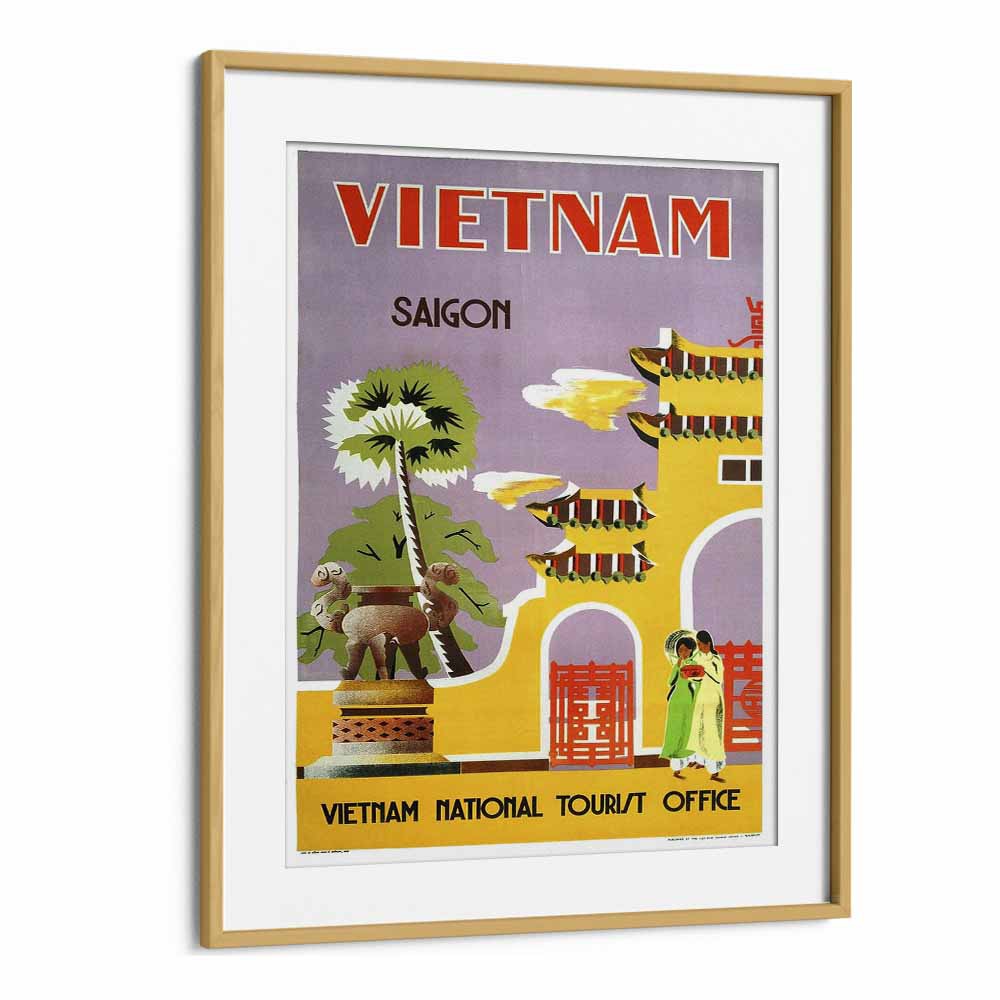 Vietnam National Tourist Office  Vintage Travel Posters in Oak Wood Frame With Mount