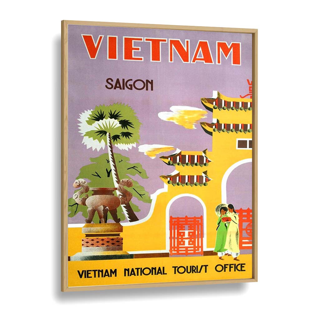 Vietnam National Tourist Office  Vintage Travel Posters in Oak Wood Plain Frame