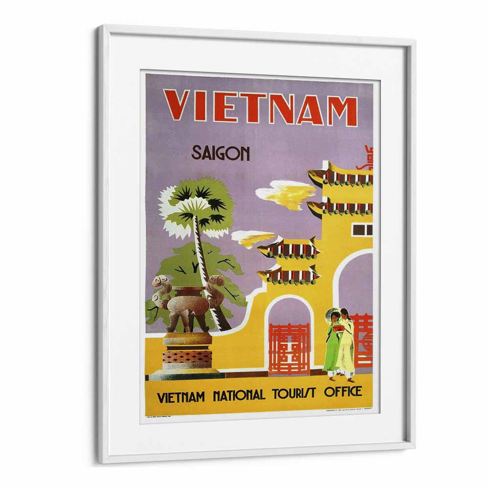 Vietnam National Tourist Office  Vintage Travel Posters in White Frame With Mount