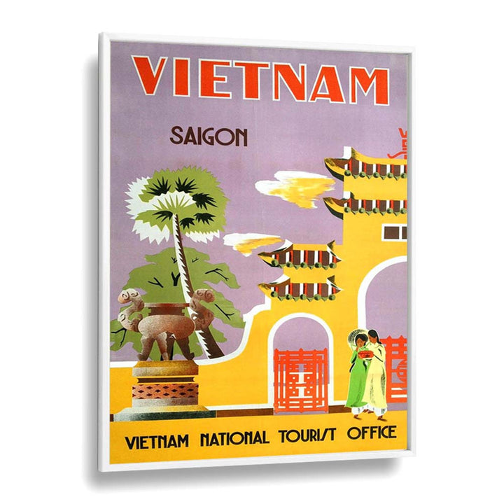 Vietnam National Tourist Office  Vintage Travel Posters in White Plain Frame