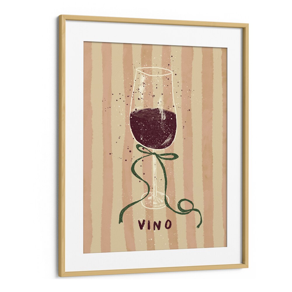 Vino by Studio Dolci Kitchen Posters in Oak Wood Frame With Mount