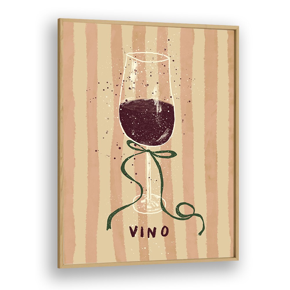 Vino by Studio Dolci Kitchen Posters in Oak Wood Plain Frame