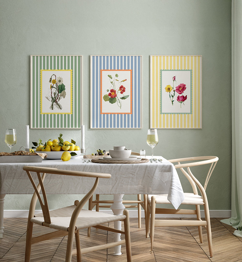 VINTAGE BLOSSOM , SET OF 3 PAINTINGS